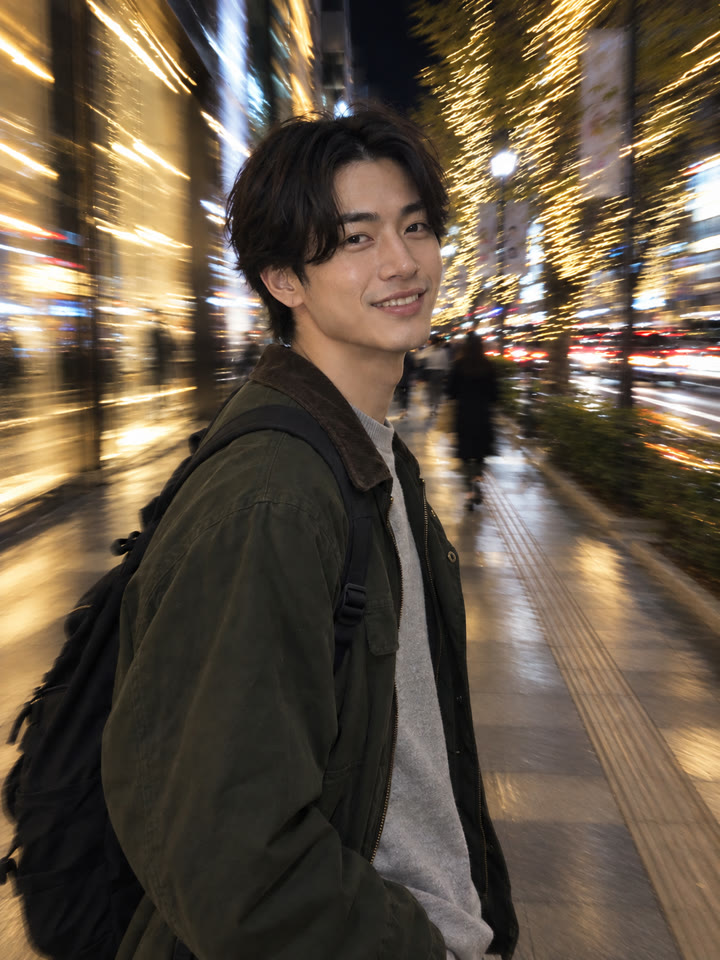 AFTER: 写真1枚で、フラッシュ風のエモい夜スナップに
